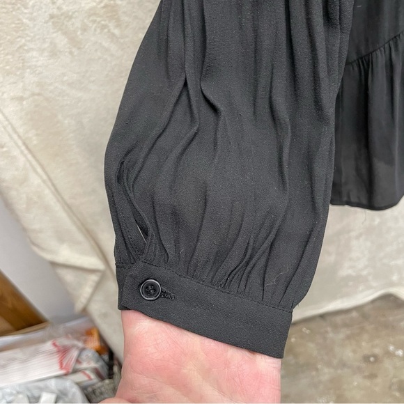 Ro & De Blouse Black Peasant Sleeve Keyhole Neck Oversized Tunic Sm whimsigoth - Picture 5 of 8